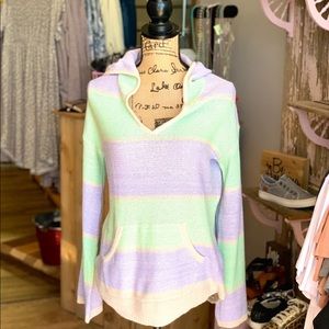 Mint and Lavender Striped Hoodie